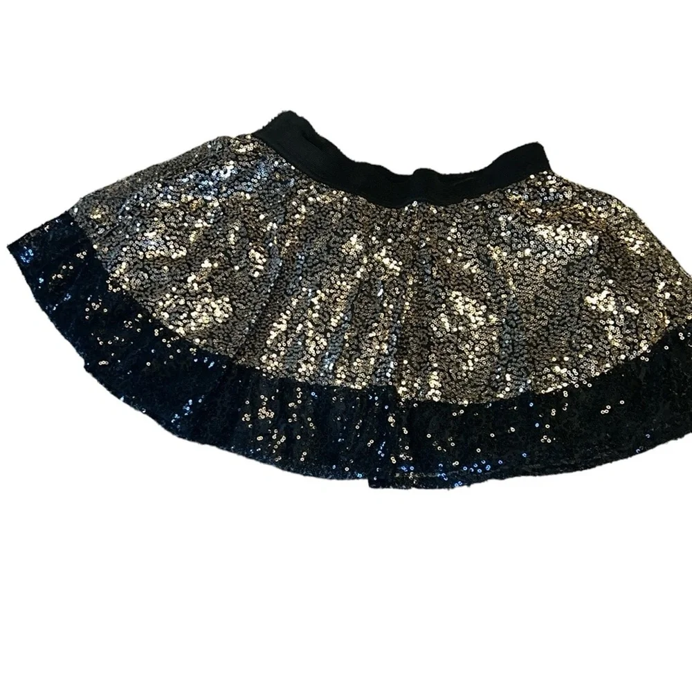 Justice Black and Gold Sequin Girls 12 Skort EUC - Picture 1 of 4